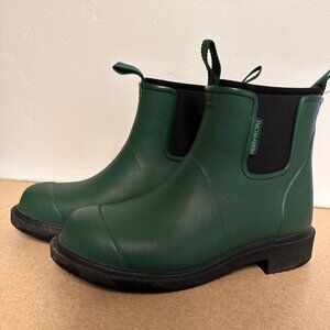 Merry People Rain Boots Women 7.5 Bobbi Shoes Alpine Green Slip On Comfort